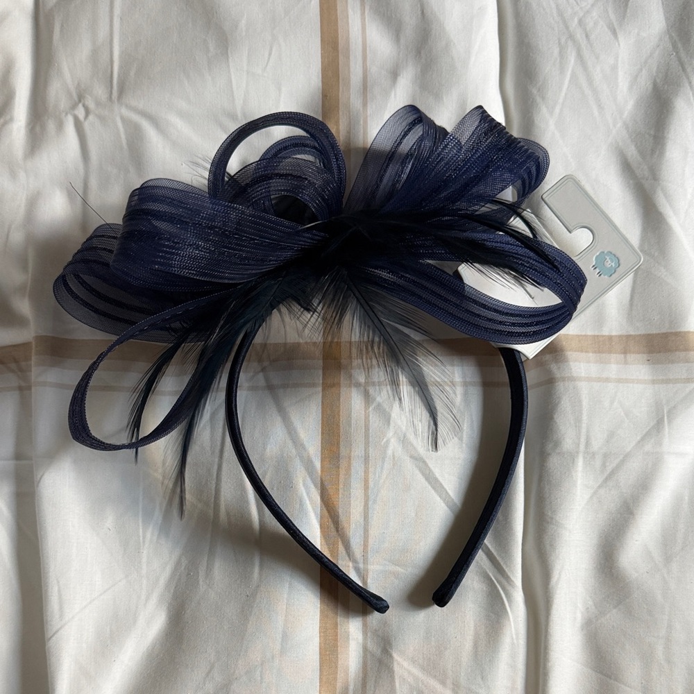 Edgehill Collection Elegant Navy Blue Fascinator Headband
